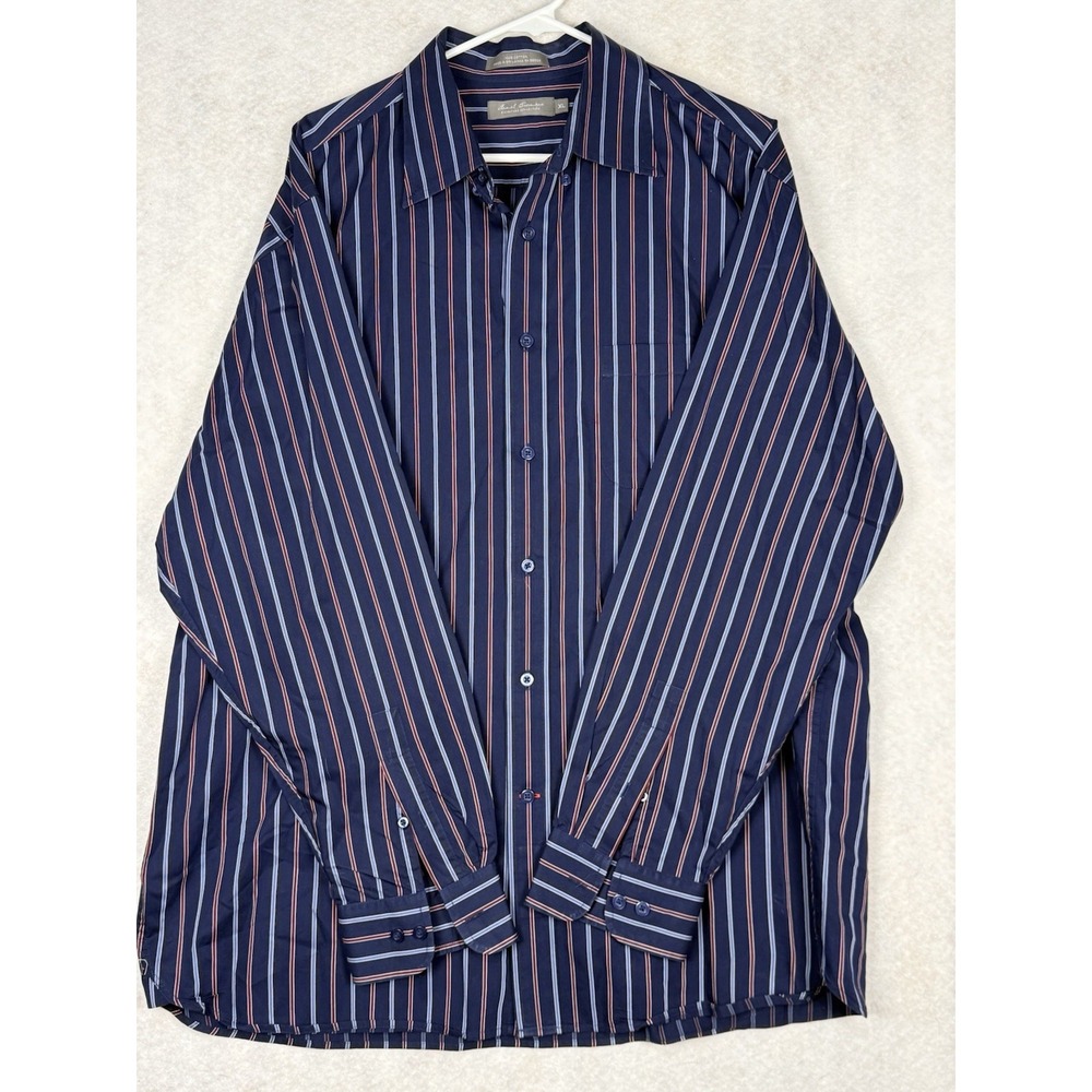 Daniel Cremieux Signature Collection XL Blue Striped 100% Cotton Dress Shirt Men